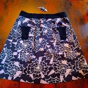 Unique Vintage Smak Parlour Spiderweb Halloween Mod Skirt